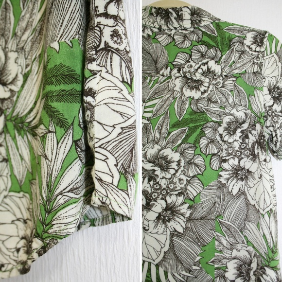 Tropical Floral Print Button Up Tee - Picture 6 of 8